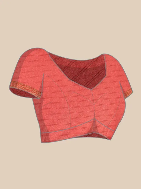 Red_Border_Weaving_And_Checks_Printed_Saree_Beautiful_Unstiched_Blouse