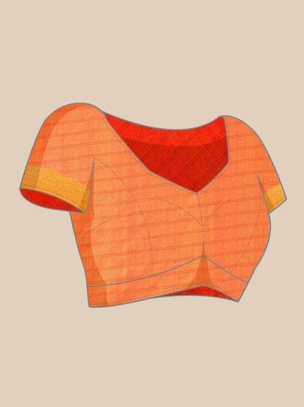 Yellow_Border_Weaving_And_Checks_Printed_Saree_Beautiful_Unstiched_Blouse