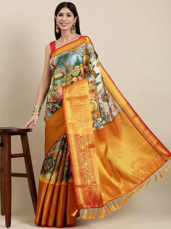 Yellow_&_Red_Printed_Bollywood_Art_Silk_Saree