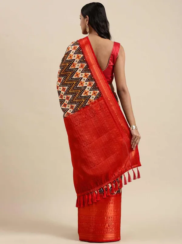 Multicolortraditional_Printed_Tassels_Saree_Unstiched_Blouse