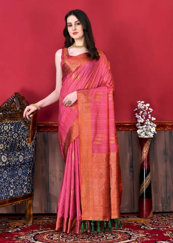 Rani_Pink_Katan_Silk_With_Beautiful_Copper_Zari_Weaving_Pallu_With_Zari_Weaving_Border_Saree