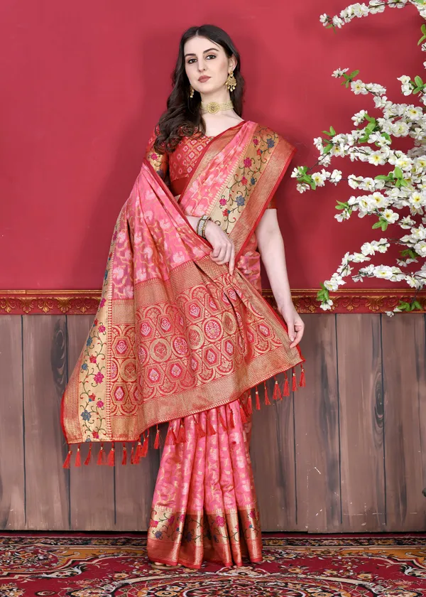 Pink_Cotton_Silk_With_Beautiful_Zari_&_Meenakari_Weaving_Pallu_With_Zari_Weaving_Border_Saree