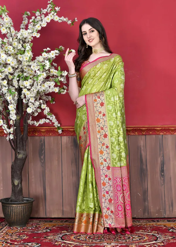 Pista_Green_Cotton_Silk_With_Beautiful_Zari_&_Meenakari_Weaving_Pallu_With_Zari_Weaving_Border_Saree