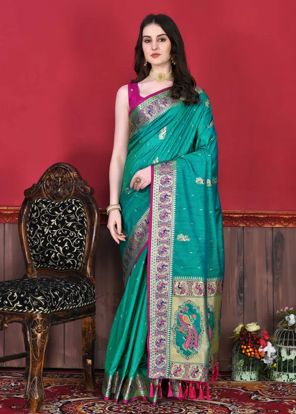 Rama_Art_Silk_With_Beautiful_Zari_&_Meenakari_Weaving_Pallu_With_Zari_Weaving_Border_Saree