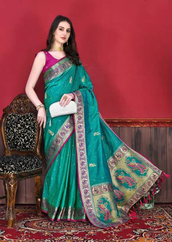 Rama_Art_Silk_With_Beautiful_Zari_&_Meenakari_Weaving_Pallu_With_Zari_Weaving_Border_Saree
