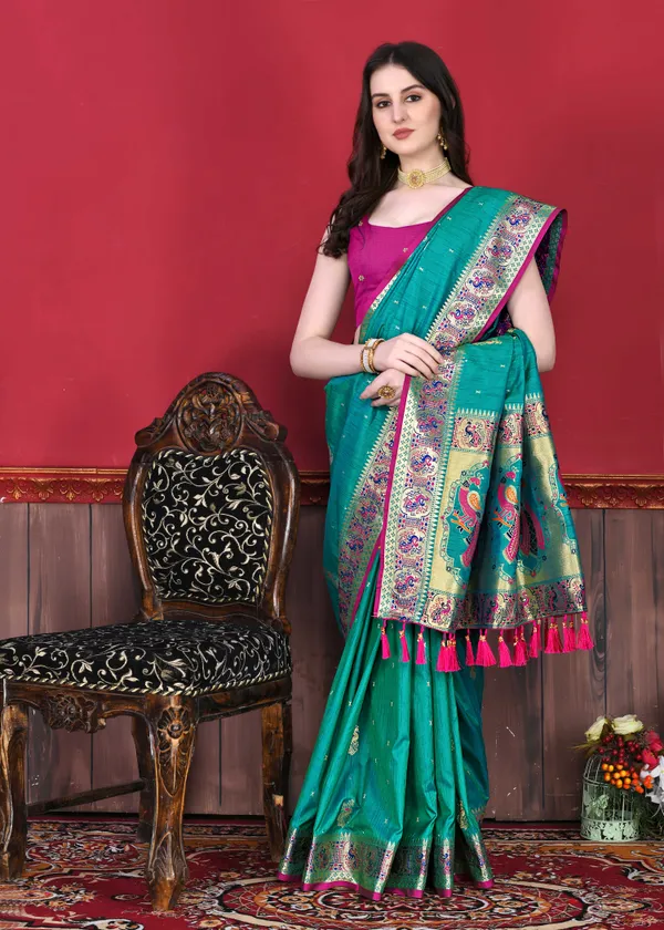 Rama_Art_Silk_With_Beautiful_Zari_&_Meenakari_Weaving_Pallu_With_Zari_Weaving_Border_Saree