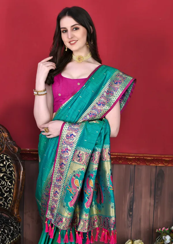 Rama_Art_Silk_With_Beautiful_Zari_&_Meenakari_Weaving_Pallu_With_Zari_Weaving_Border_Saree