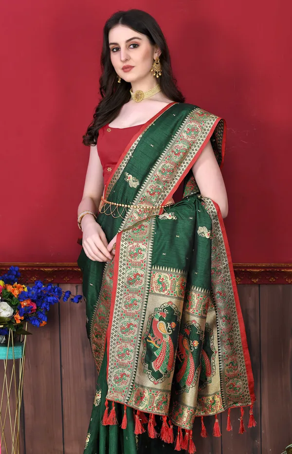 Green_Art_Silk_With_Beautiful_Zari_&_Meenakari_Weaving_Pallu_With_Zari_Weaving_Border_Saree