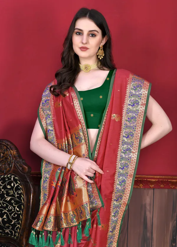Red_Art_Silk_With_Beautiful_Zari_&_Meenakari_Weaving_Pallu_With_Zari_Weaving_Border_Saree