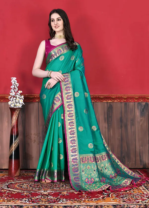 Rama_Art_Silk_With_Beautiful_Zari_&_Meenakari_Weaving_Border