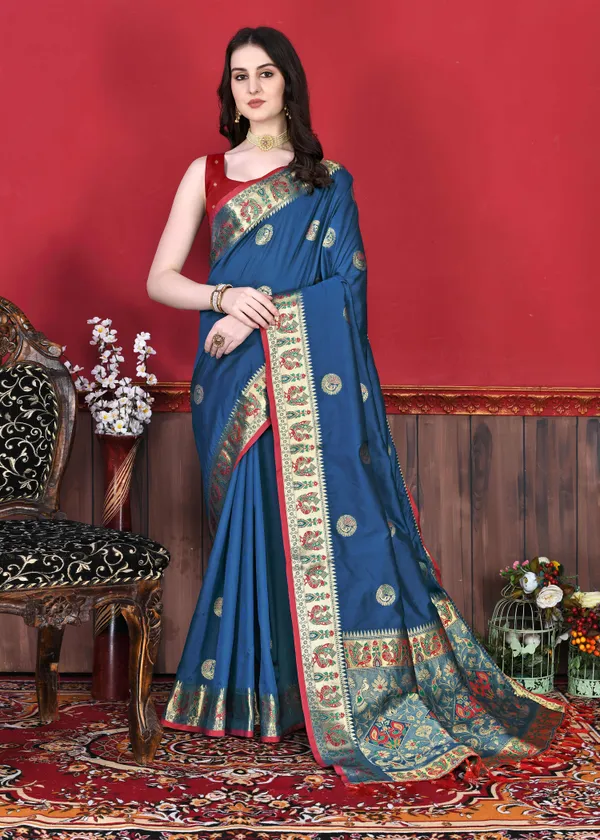 Blue_Art_Silk_With_Beautiful_Zari_&_Meenakari_Weaving_Pallu_With_Zari_Weaving_Border_Saree