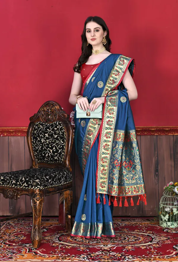Blue_Art_Silk_With_Beautiful_Zari_&_Meenakari_Weaving_Pallu_With_Zari_Weaving_Border_Saree