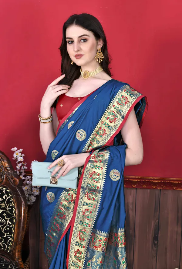 Blue_Art_Silk_With_Beautiful_Zari_&_Meenakari_Weaving_Pallu_With_Zari_Weaving_Border_Saree
