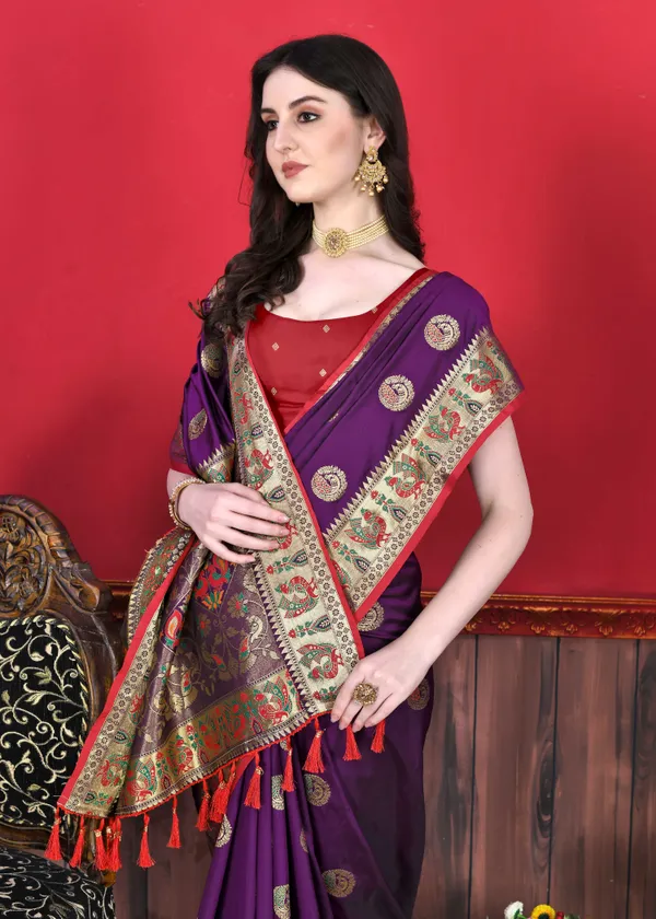 Dark_Purple_Weaved_Zari_Silk_Broad_Border_Saree