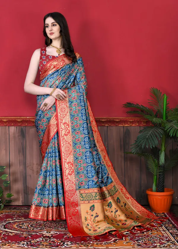 Royal_Blue_Art_Silk_With_Beautiful_Zari_Weaving_Pallu_With_Patola_Print_All_Over_&_Zari_Weaving_Border_Saree