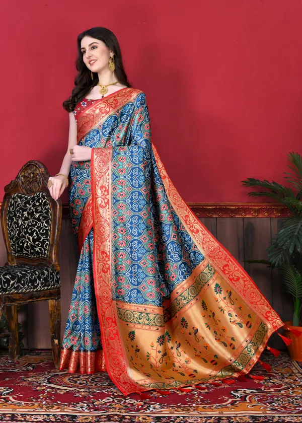 Royal_Blue_Art_Silk_With_Beautiful_Zari_Weaving_Pallu_With_Patola_Print_All_Over_&_Zari_Weaving_Border_Saree