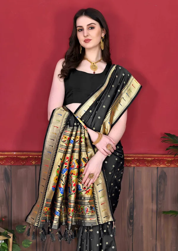 Black_Soft_Silk_Beautiful_Fully_Weaving_Saree_Unstiched_Blouse