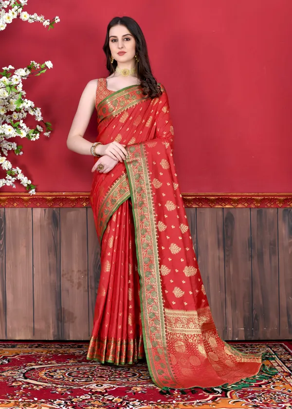 Red_Soft_Katan_Silk_With_Beautiful_Zari_Weaving_Pallu_With_Zari_Weaving_Border_Saree