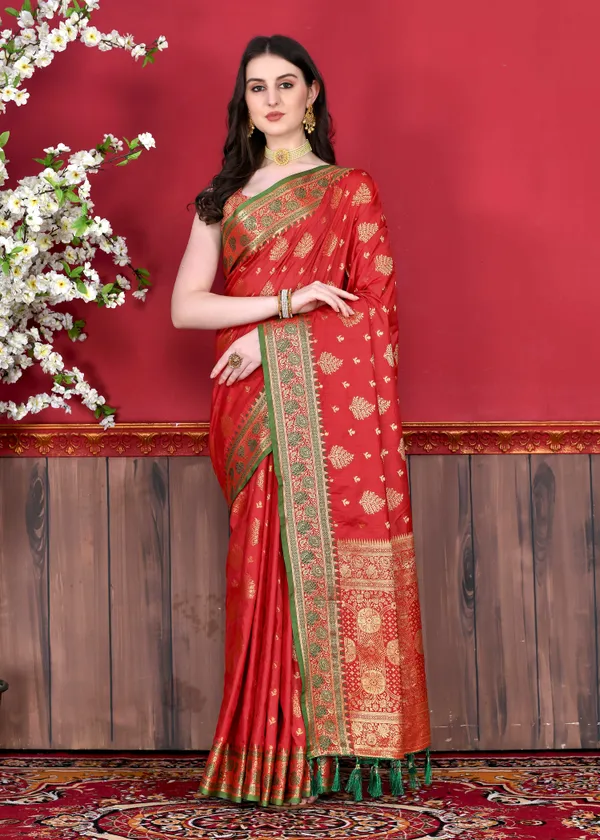 Red_Soft_Katan_Silk_With_Beautiful_Zari_Weaving_Pallu_With_Zari_Weaving_Border_Saree