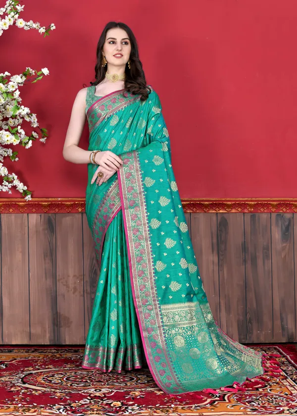 Rama_(Peacoke_Blue)_Soft_Katan_Silk_With_Beautiful_Zari_Weaving_Pallu_With_Zari_Weaving_Border_Saree