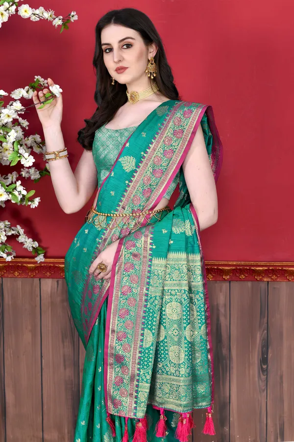 Rama_(Peacoke_Blue)_Soft_Katan_Silk_With_Beautiful_Zari_Weaving_Pallu_With_Zari_Weaving_Border_Saree