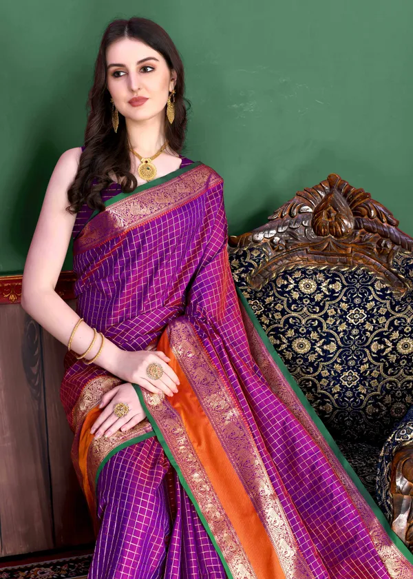 Wine_Soft_Silk_Daman_Style_For_Beautiful_Women_With_Zari_Weaving_Pallu_Saree