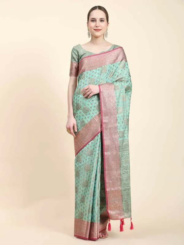Sky_Blue_Katan_Silk_With_Zari_Weaving_Rich_Pallu_And_Contrast_Weaving_Small_Border_Saree