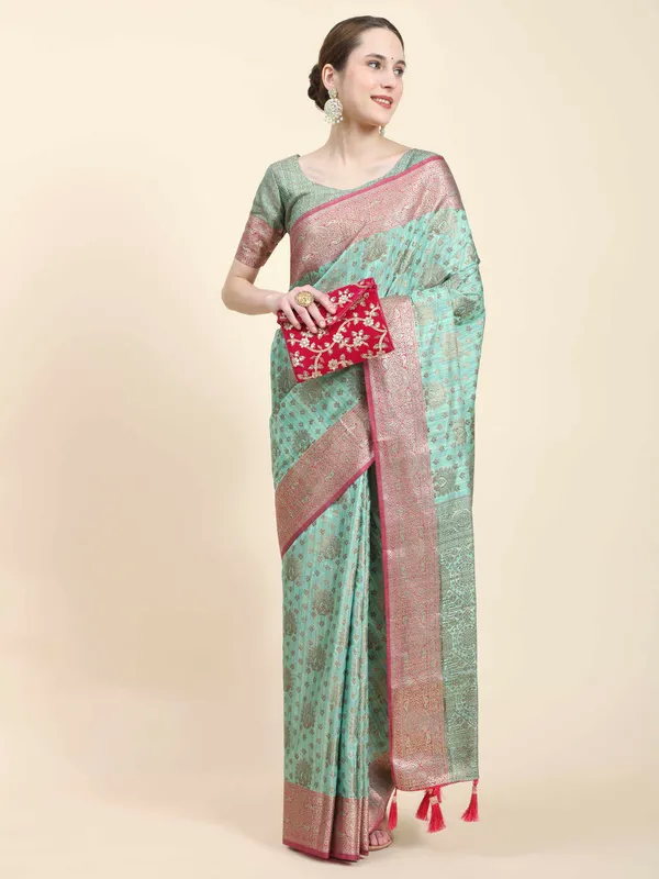 Sky_Blue_Katan_Silk_With_Zari_Weaving_Rich_Pallu_And_Contrast_Weaving_Small_Border_Saree