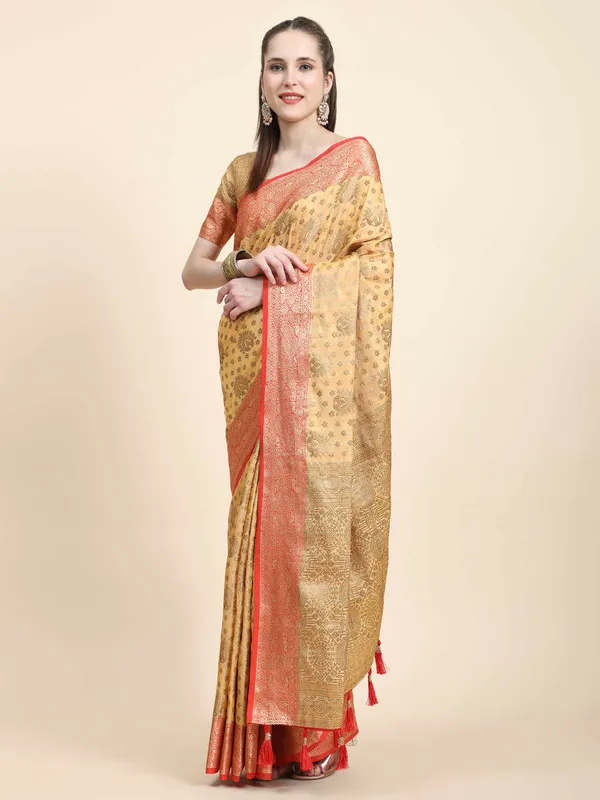 Yellow_Katan_Silk_With_Zari_Weaving_Rich_Pallu_And_Contrast_Weaving_Small_Border_Saree