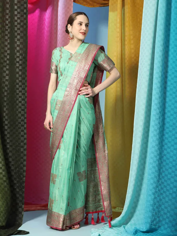 Sky_Blue_Katan_Silk_With_Zari_Weaving_Rich_Pallu_And_Contrast_Weaving_Small_Border_Saree