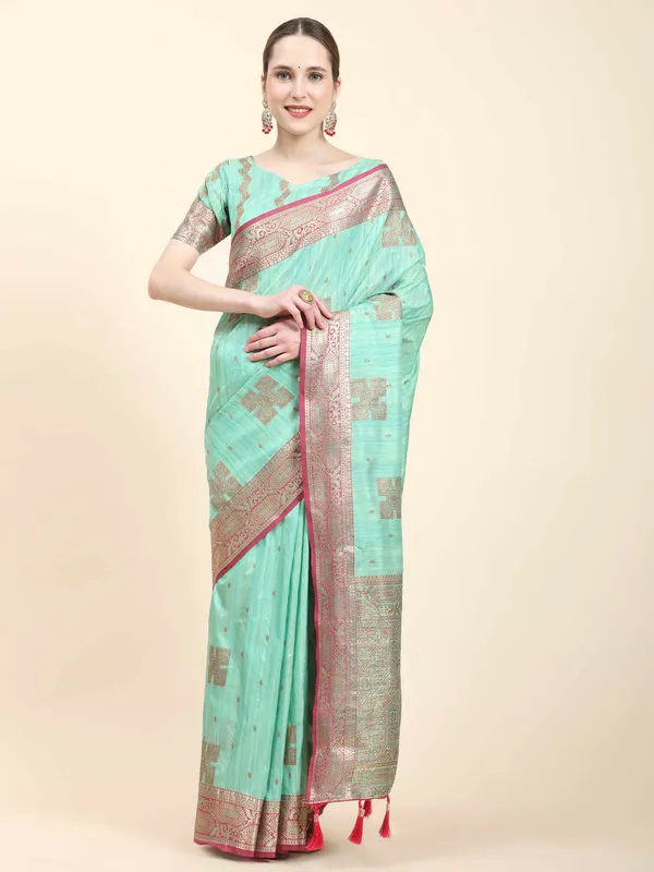 Sky_Blue_Katan_Silk_With_Zari_Weaving_Rich_Pallu_And_Contrast_Weaving_Small_Border_Saree