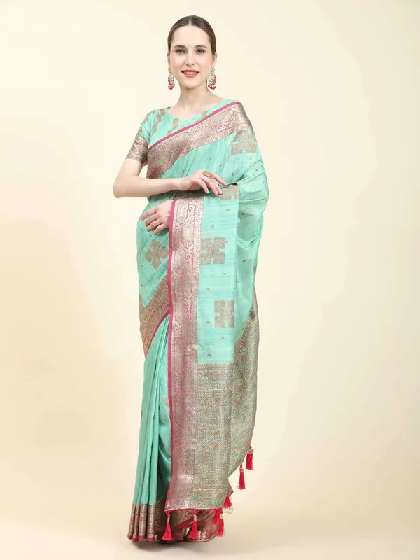 Sky_Blue_Katan_Silk_With_Zari_Weaving_Rich_Pallu_And_Contrast_Weaving_Small_Border_Saree