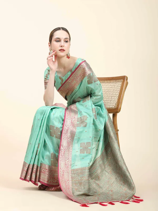 Sky_Blue_Katan_Silk_With_Zari_Weaving_Rich_Pallu_And_Contrast_Weaving_Small_Border_Saree