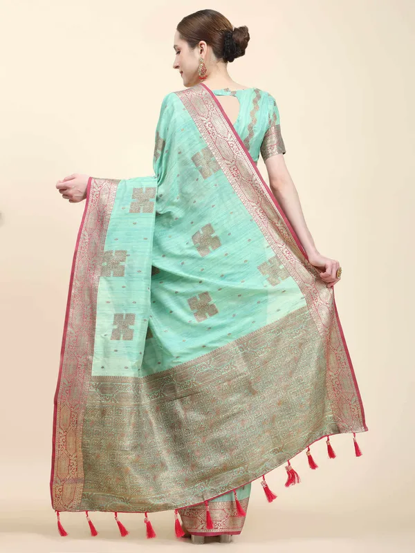 Sky_Blue_Katan_Silk_With_Zari_Weaving_Rich_Pallu_And_Contrast_Weaving_Small_Border_Saree