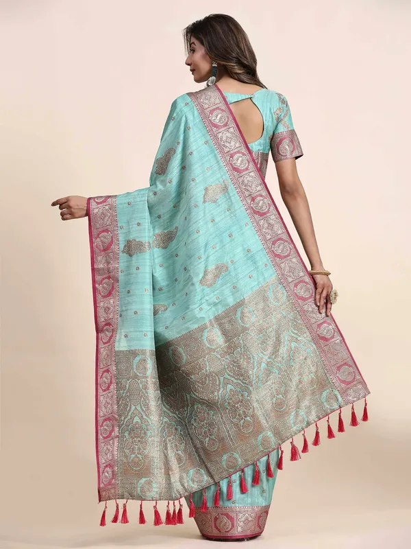 Sky_Blue_Katan_Silk_With_Zari_Weaving_Rich_Pallu_And_Contrast_Weaving_Small_Border_Saree