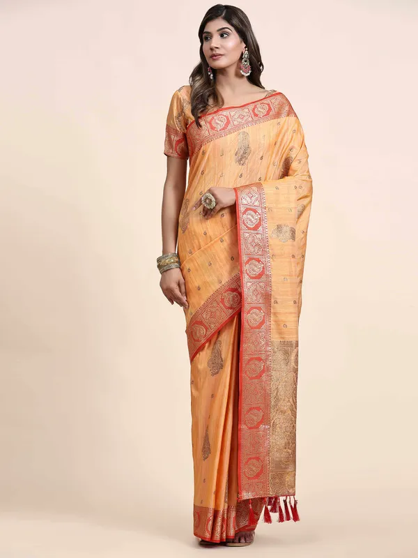 Yellow_Katan_Silk_With_Zari_Weaving_Rich_Pallu_And_Contrast_Weaving_Small_Border_Saree