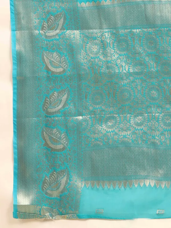 Sky_Blue_Organza_Silk_Fabric_With_Zari_Weaving_Rich_Pallu_And_Contrast_Meenakri_Weaving_Border_Saree