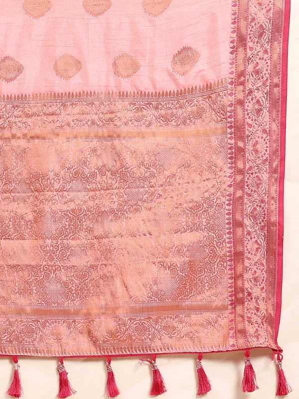 Pink_Katan_Silk_With_Zari_Weaving_Rich_Pallu_And_Contrast_Weaving_Small_Border_Saree