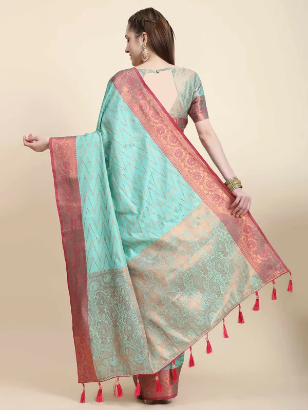 Sky_Blue_Katan_Silk_With_Zari_Weaving_Rich_Pallu_And_Contrast_Weaving_Small_Border_Saree