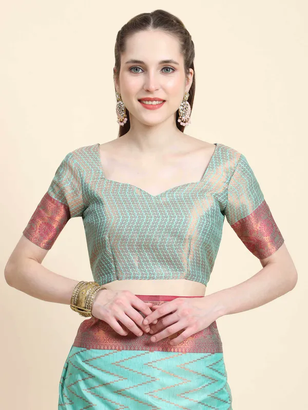 Sky_Blue_Katan_Silk_With_Zari_Weaving_Rich_Pallu_And_Contrast_Weaving_Small_Border_Saree