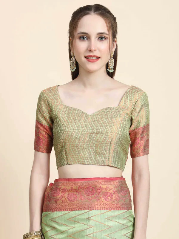 Pista_Katan_Silk_With_Zari_Weaving_Rich_Pallu_And_Contrast_Weaving_Small_Border_Saree