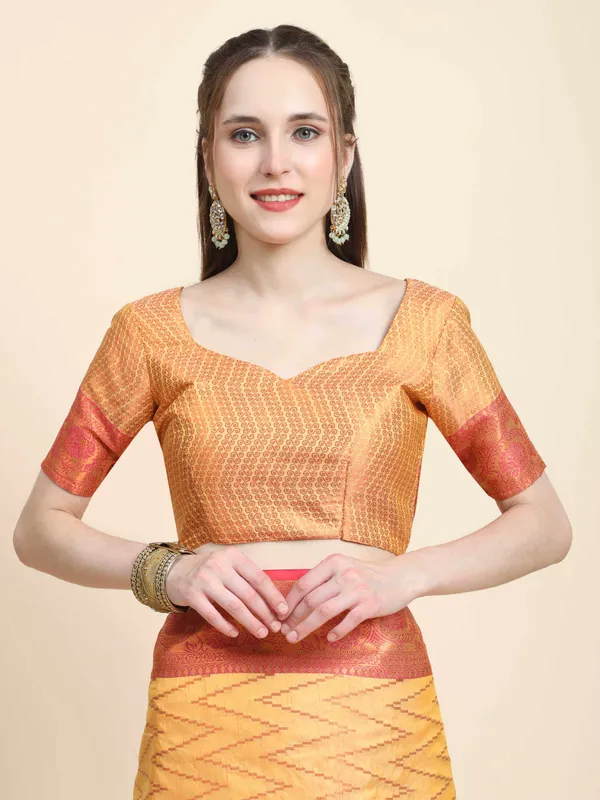 Yellow_Katan_Silk_With_Zari_Weaving_Rich_Pallu_And_Contrast_Weaving_Small_Border_Saree