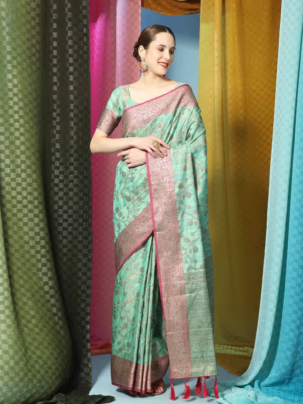 Sky_Blue_Katan_Silk_With_Zari_Weaving_Rich_Pallu_And_Contrast_Weaving_Small_Border_Saree