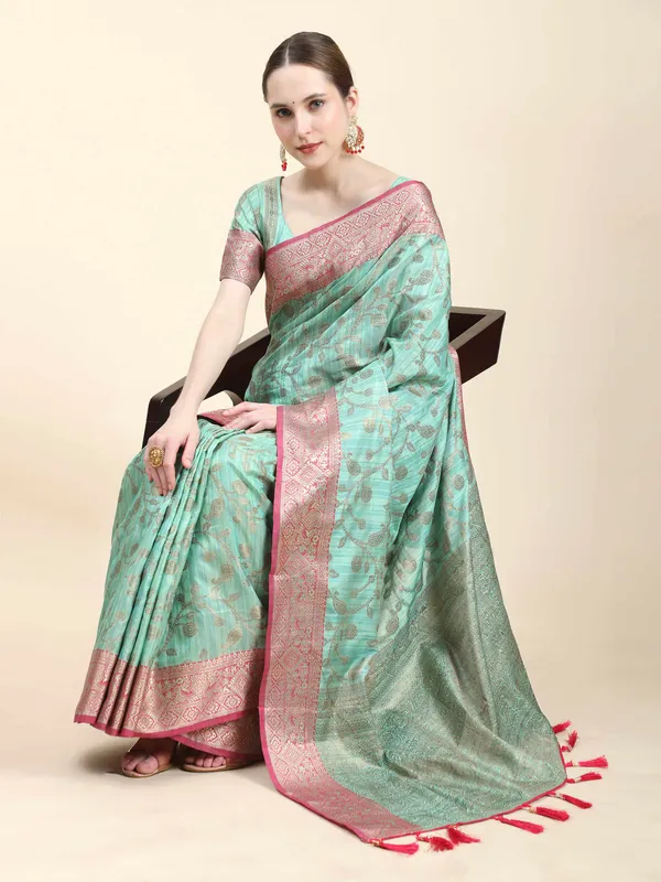 Sky_Blue_Katan_Silk_With_Zari_Weaving_Rich_Pallu_And_Contrast_Weaving_Small_Border_Saree