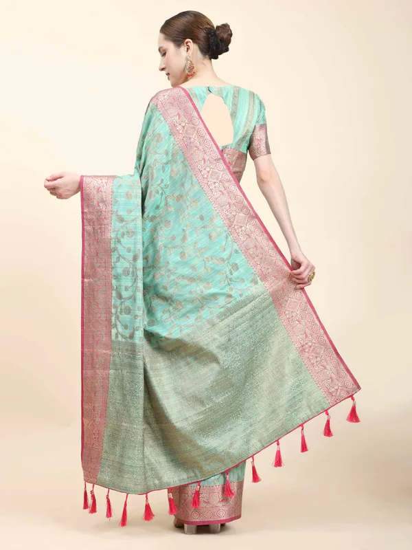 Sky_Blue_Katan_Silk_With_Zari_Weaving_Rich_Pallu_And_Contrast_Weaving_Small_Border_Saree