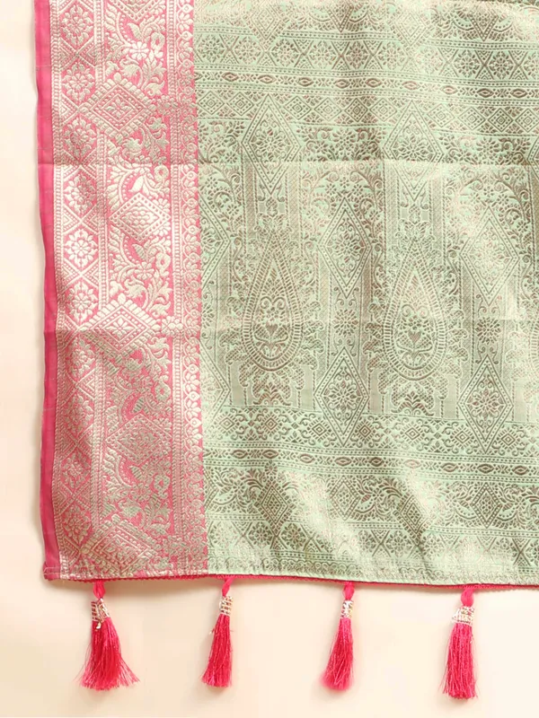 Pista_Katan_Silk_With_Zari_Weaving_Rich_Pallu_And_Contrast_Weaving_Small_Border_Saree