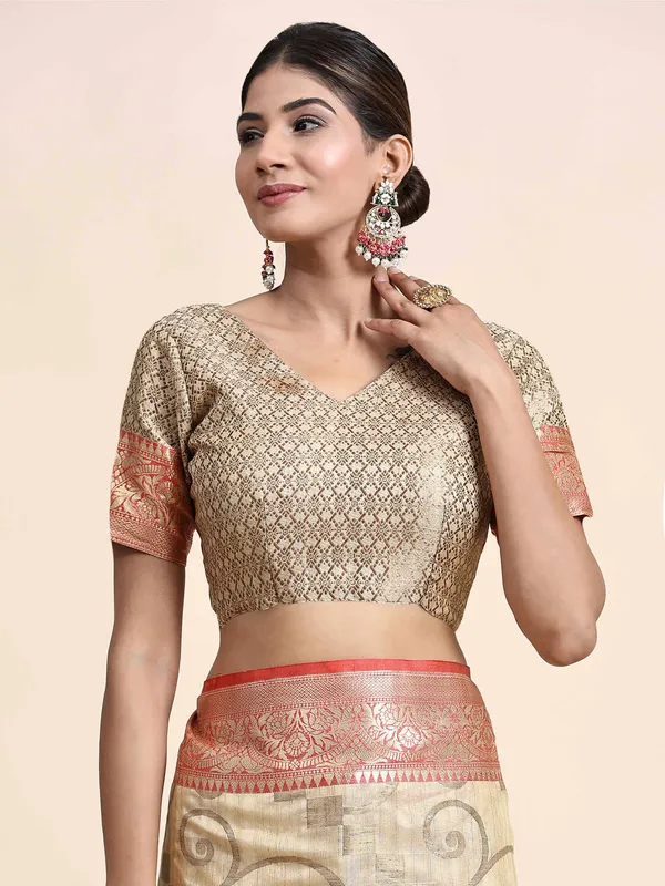 Beige_Katan_Silk_With_Zari_Weaving_Rich_Pallu_And_Contrast_Weaving_Small_Border_Saree