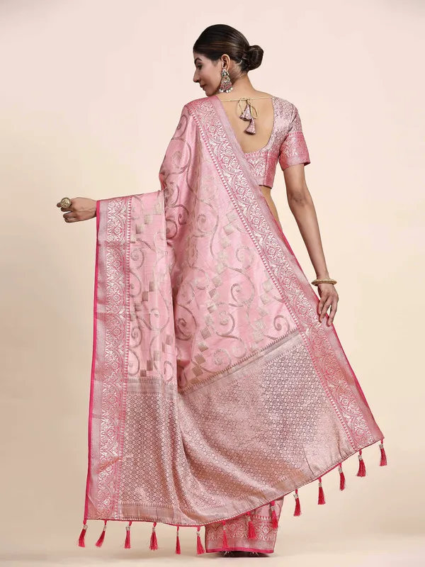Pink_Katan_Silk_With_Zari_Weaving_Rich_Pallu_And_Contrast_Weaving_Small_Border_Saree