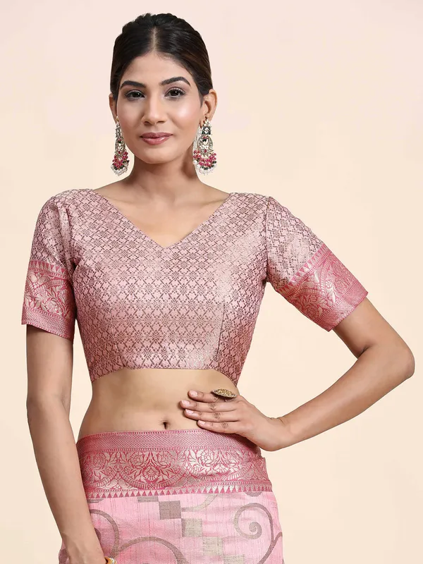 Pink_Katan_Silk_With_Zari_Weaving_Rich_Pallu_And_Contrast_Weaving_Small_Border_Saree