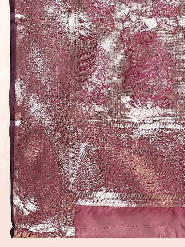 Maroon_Organza_Silk_Fabric_With_Zari_Weaving_Rich_Pallu_And_Contrast_Meenakri_Weaving_Border_Saree